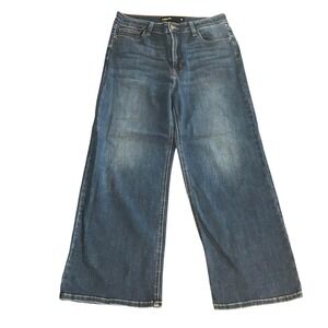 Indigo Six Women 12 Wide Leg Crop Jeans Medium Wash High Rise IP239 Denim